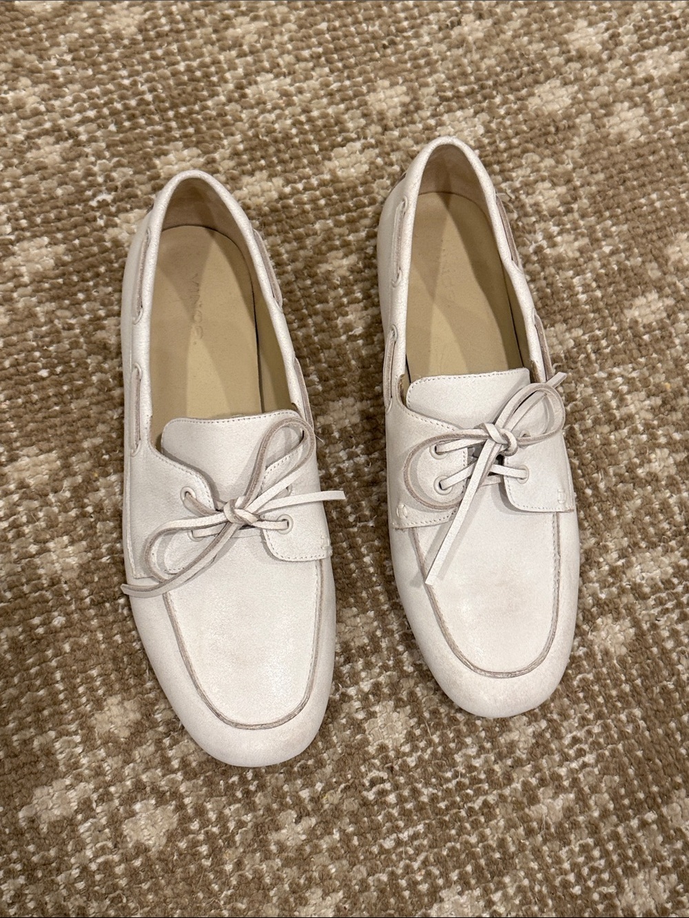 Vince Cream Lace-Up Driving Loafers